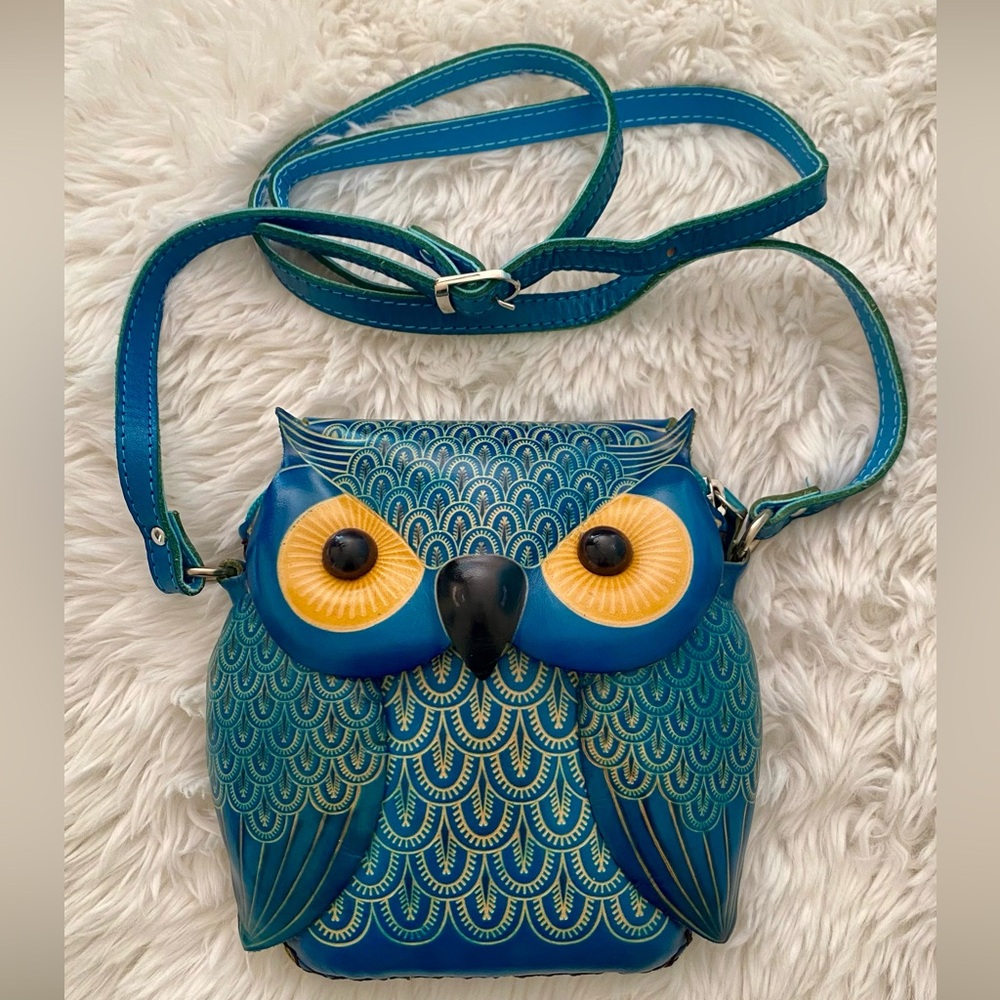 NWOT PurseWorld Australia Unique Blue Owl Crossbody Purse